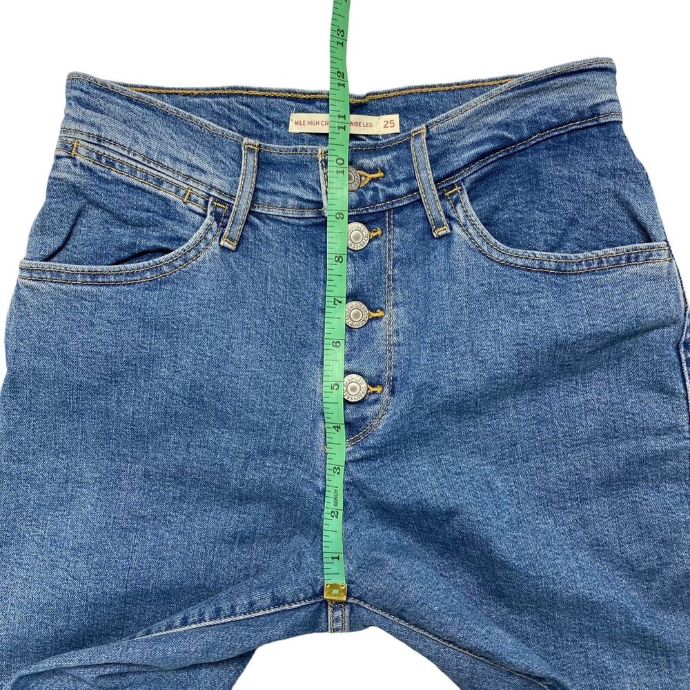 LEVIS Mile High Cropped Wide Leg Medium Light Wash Jeans Size 25 Button Fly - Picture 8 of 9